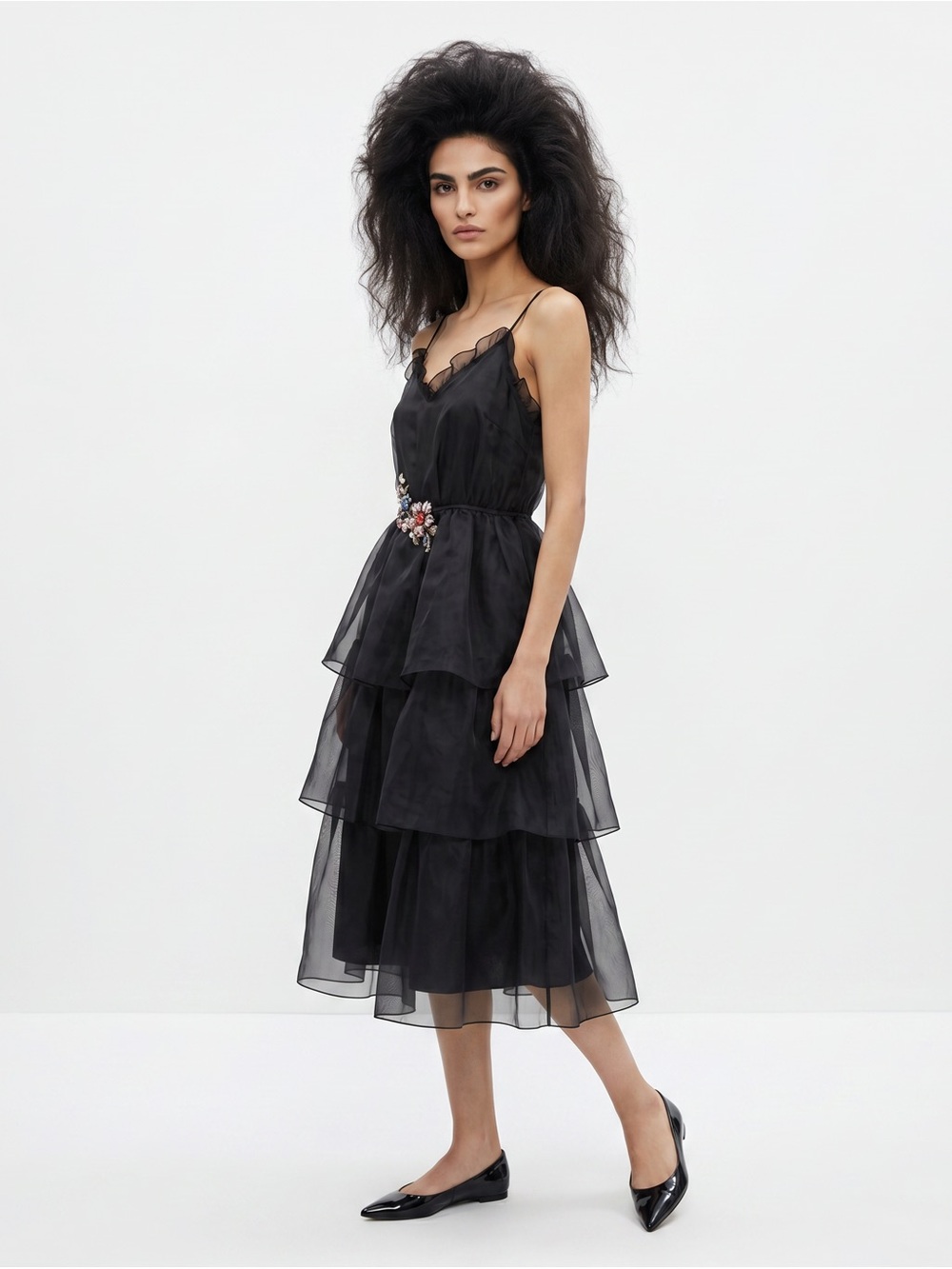 VINTAGE Black sleeveless midi cocktail dress petite feminine retro Evening wear - Picture 1 of 11